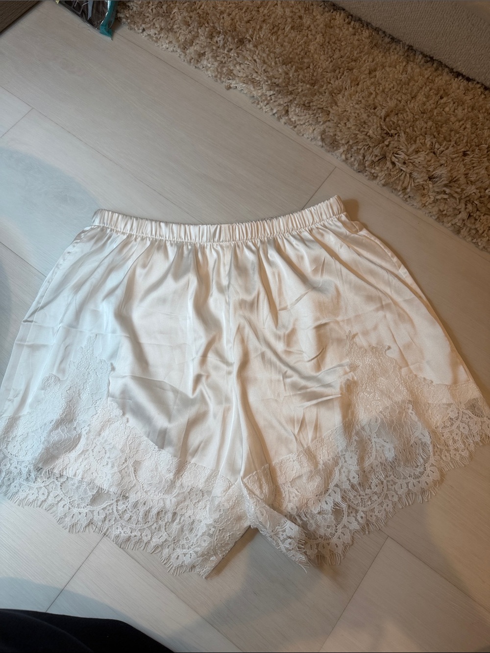 Amazon Women's Cream Lace-Trim Sleep Shorts